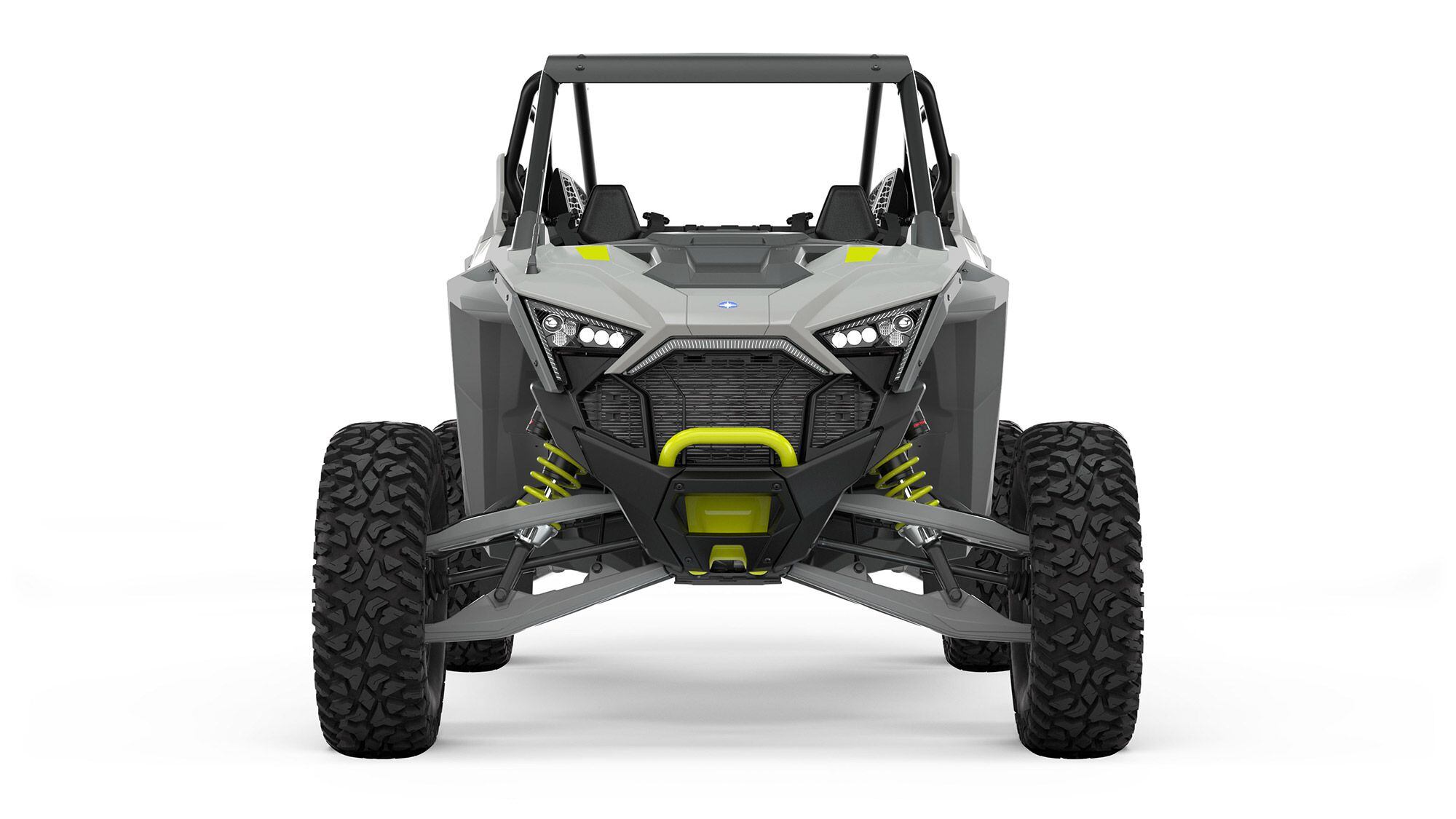 2022 Polaris RZR Turbo R Ultimate front view in Ghost Gray.