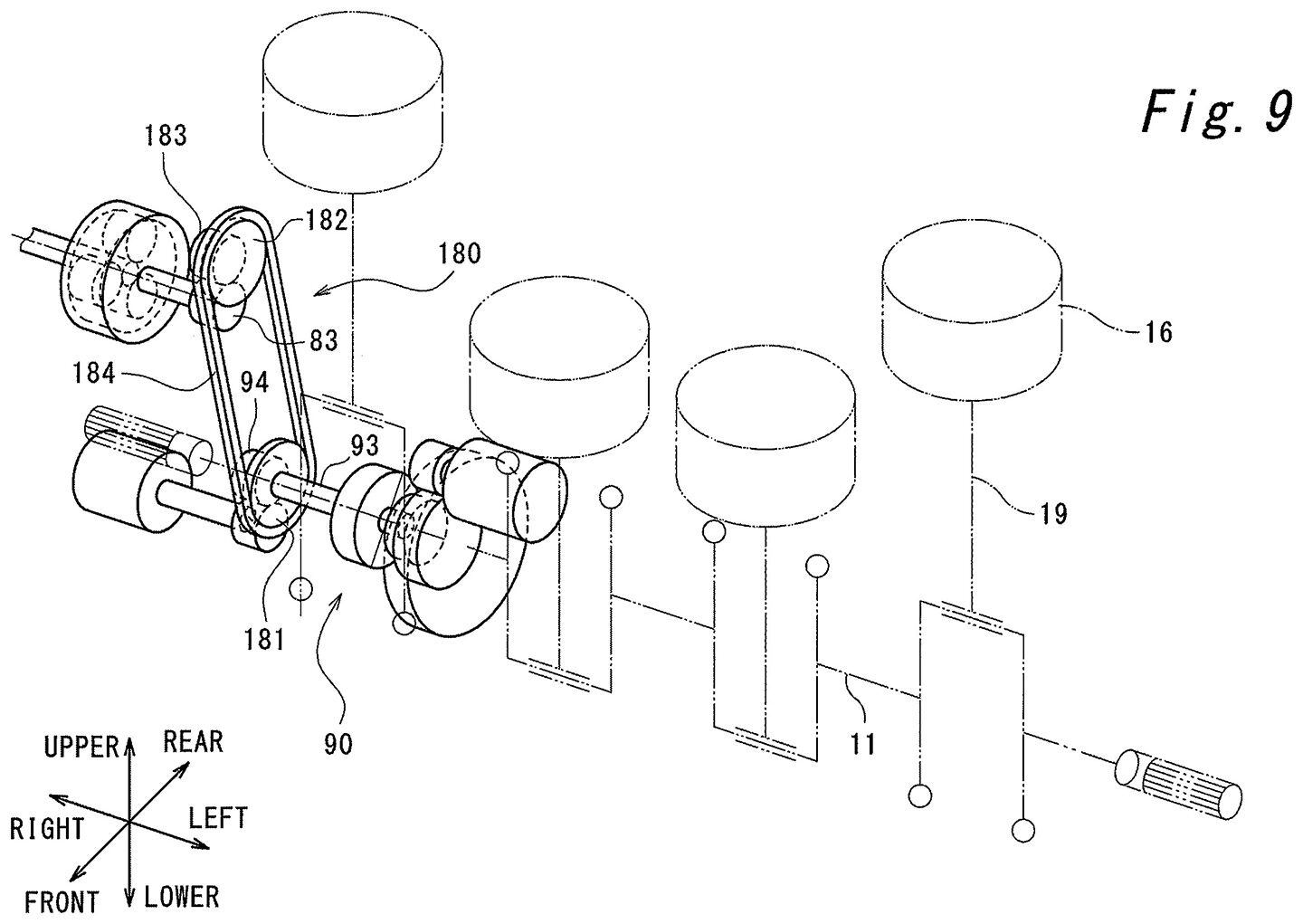 A Kawasaki patent drawing shows a four-cylinder layout.