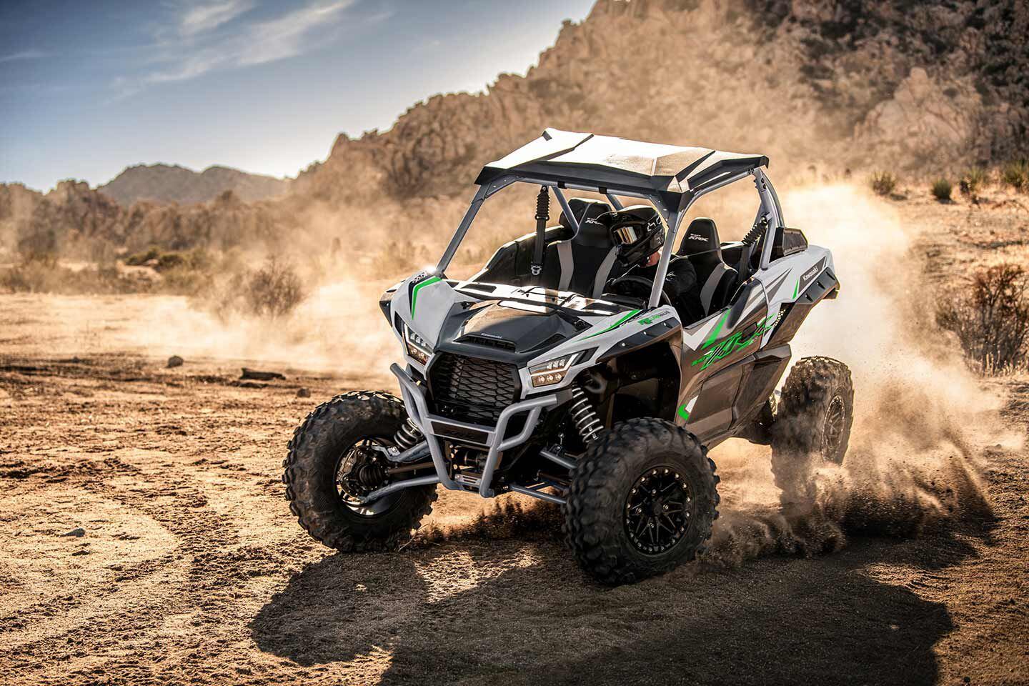 With up to 21 inches of suspension travel, the KRX will feel right at home on any trail.