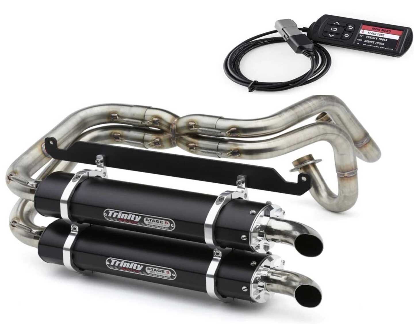 The Trinity Stage 5 exhaust for the Honda Talon is on a sweet discount at Rad UTV Parts.