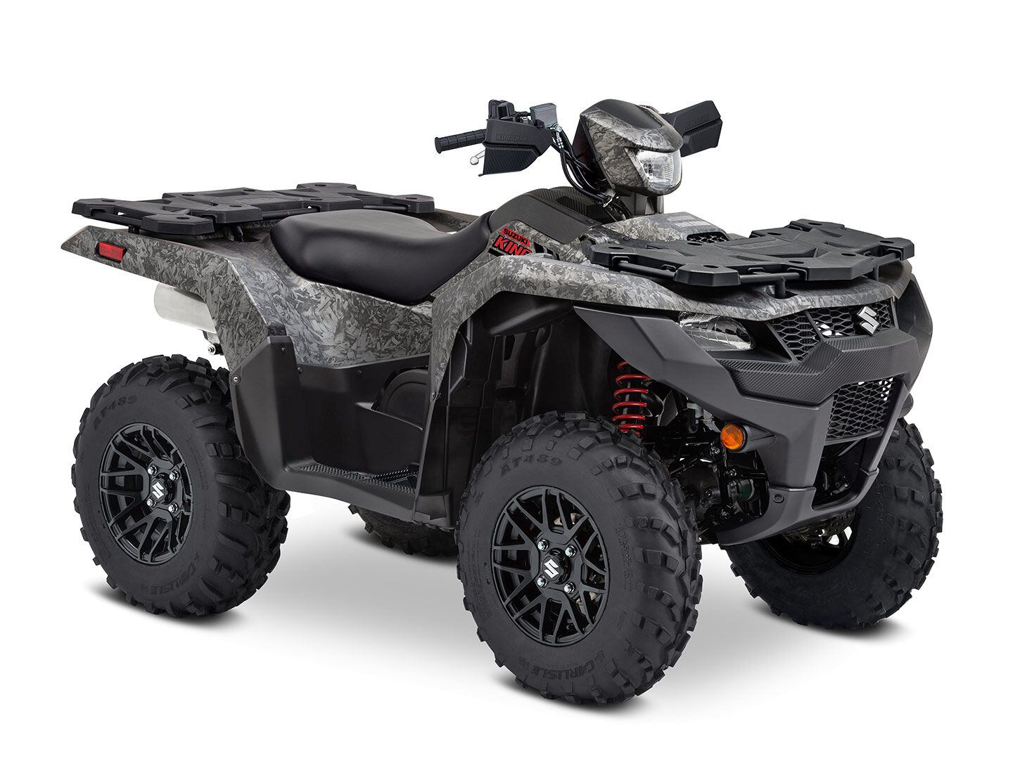 The 2024 Suzuki KingQuad 750 Power Steering SE+ in cast carbon print.