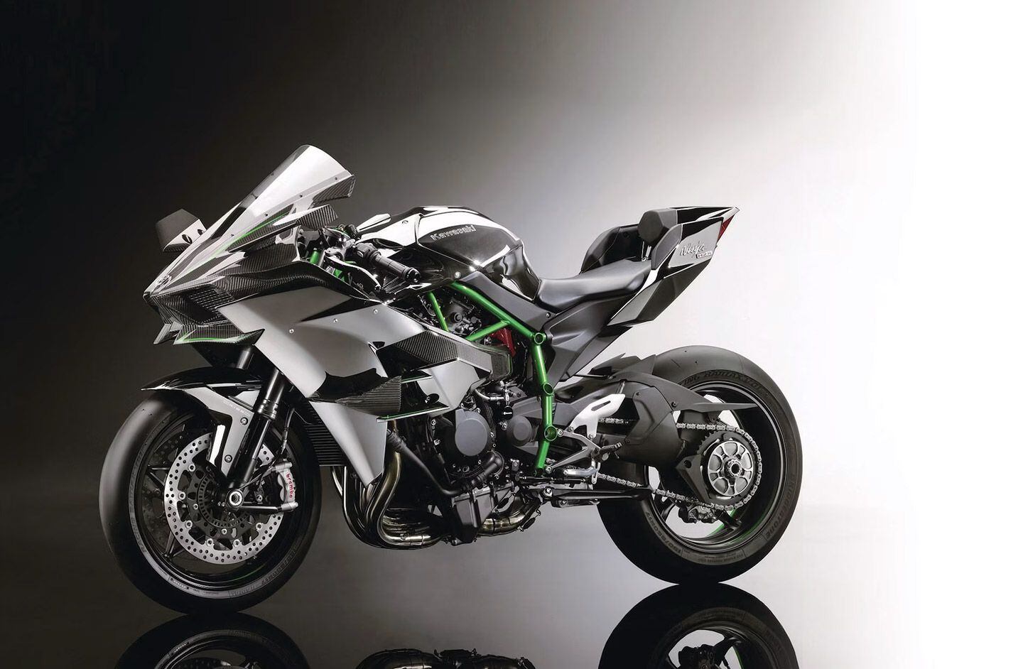 The supercharged, 300-plus-horsepower Kawasaki Ninja H2R.