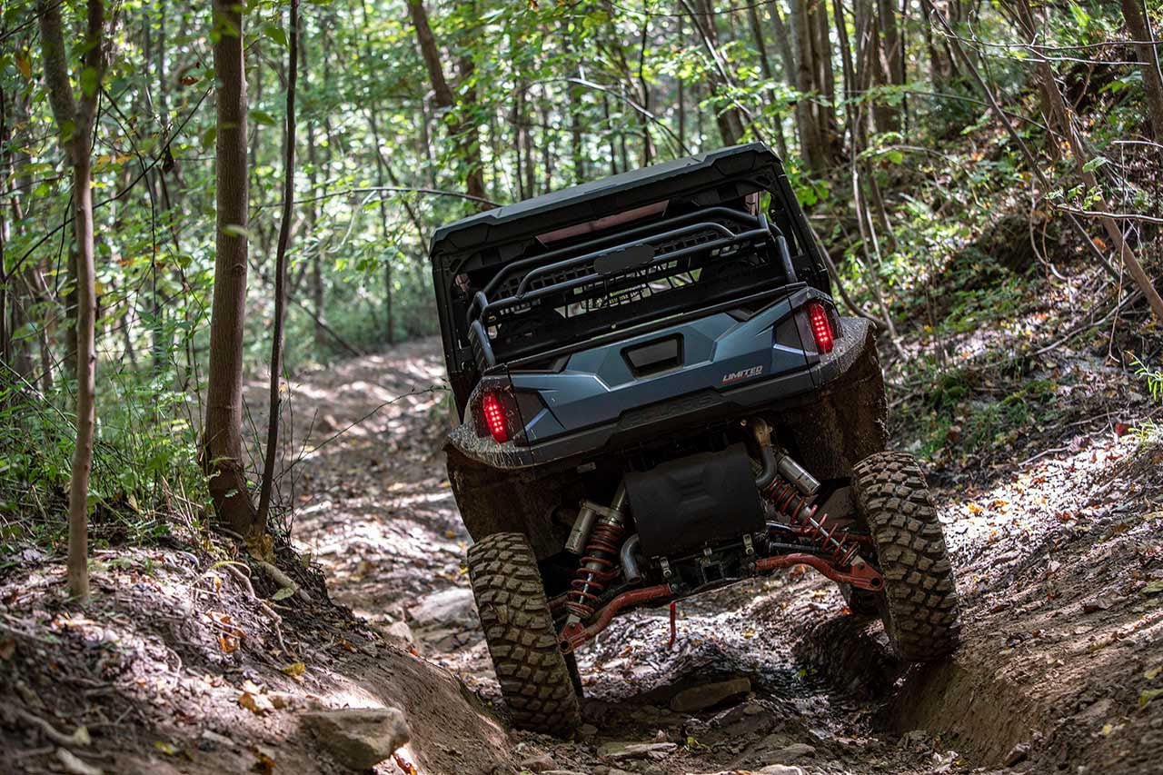 The General XP 1000 Trailhead Edition retains the useful bed and adds a dash of adventure rack. You’ll have no problem strapping down your gear for whatever trip you’ve got planned.