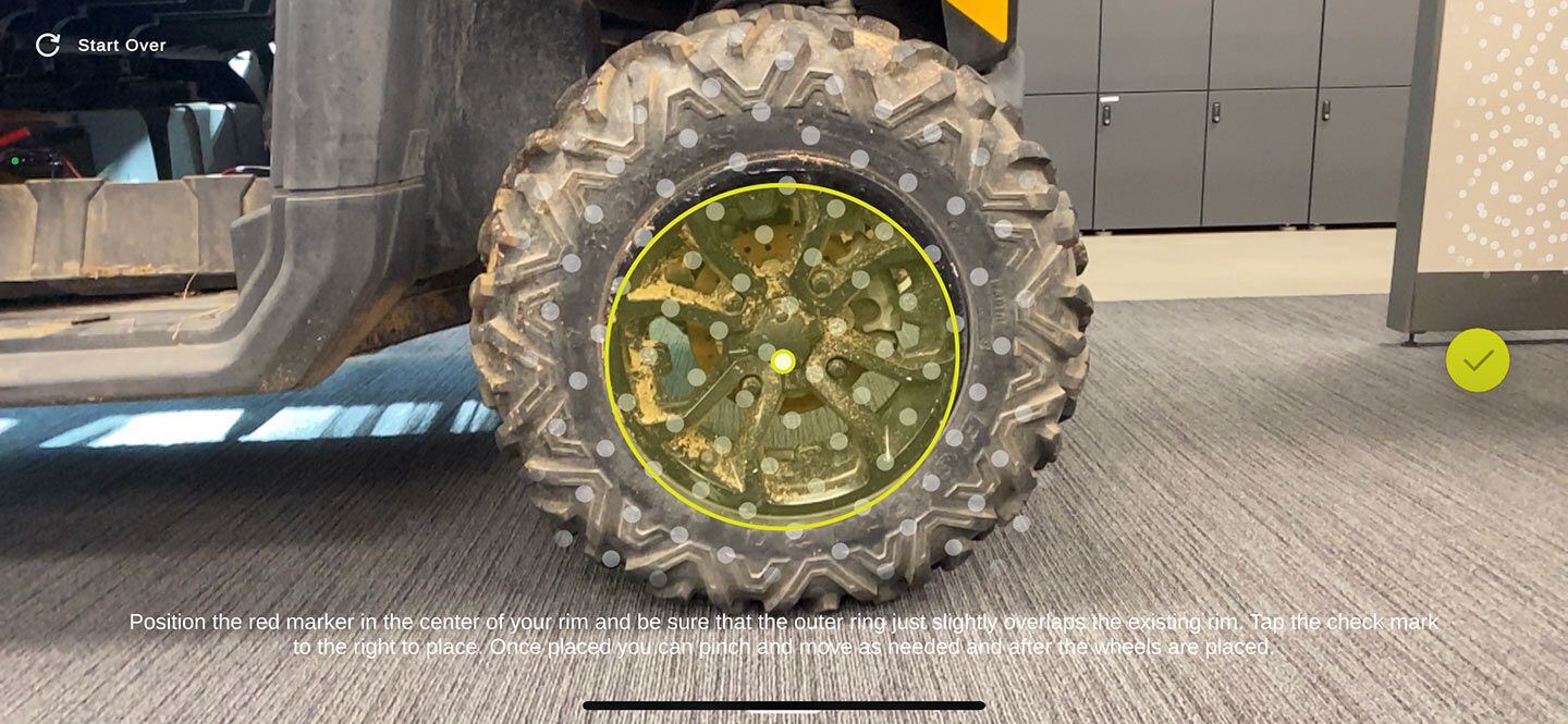 The yellow circle can be resized to match the wheel while placing your rim of choice. The wheels can also be placed and resized once the second wheel is captured.