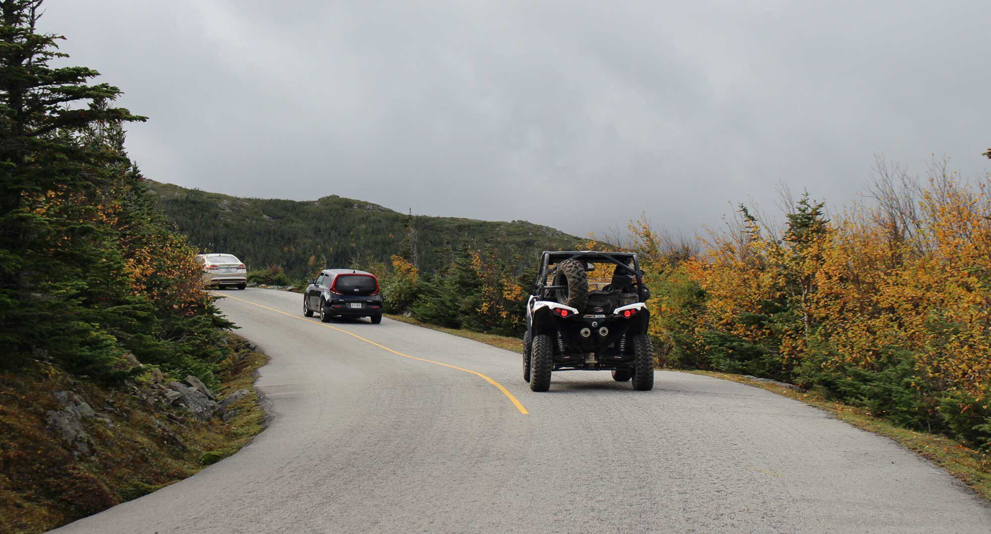 Conditions change rapidly. We quickly catch the cars ahead of us, their drivers apprehensive about the corners and elevation.