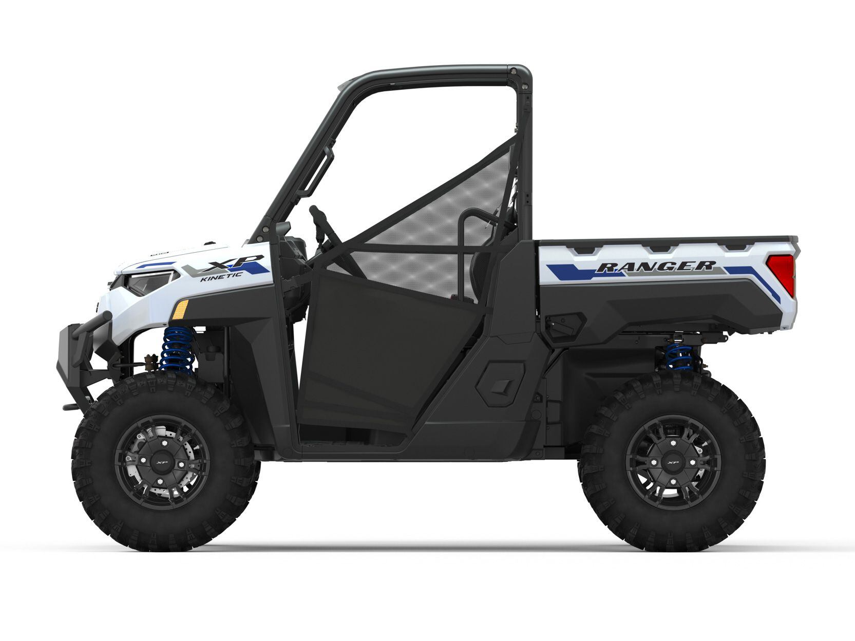 A side view of the 2023 Polaris Ranger XP Kinetic.