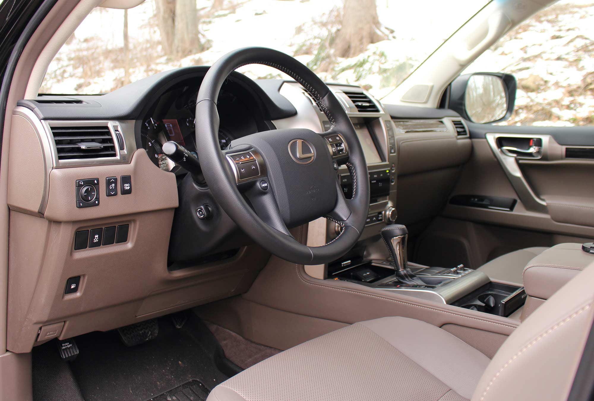 The inside looks fancy but is so similar to the 4Runner with which it shares a platform that parts like floor mats are interchangeable.