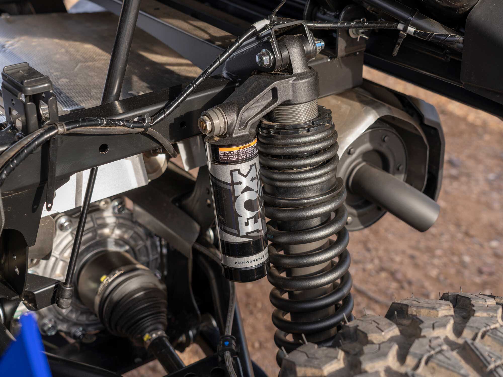 Fox 2.0 piggyback reservoir shocks offer increased cooling capacity, dual rate springs with preload and crossover adjustment, and high- and low-speed compression adjustment.
