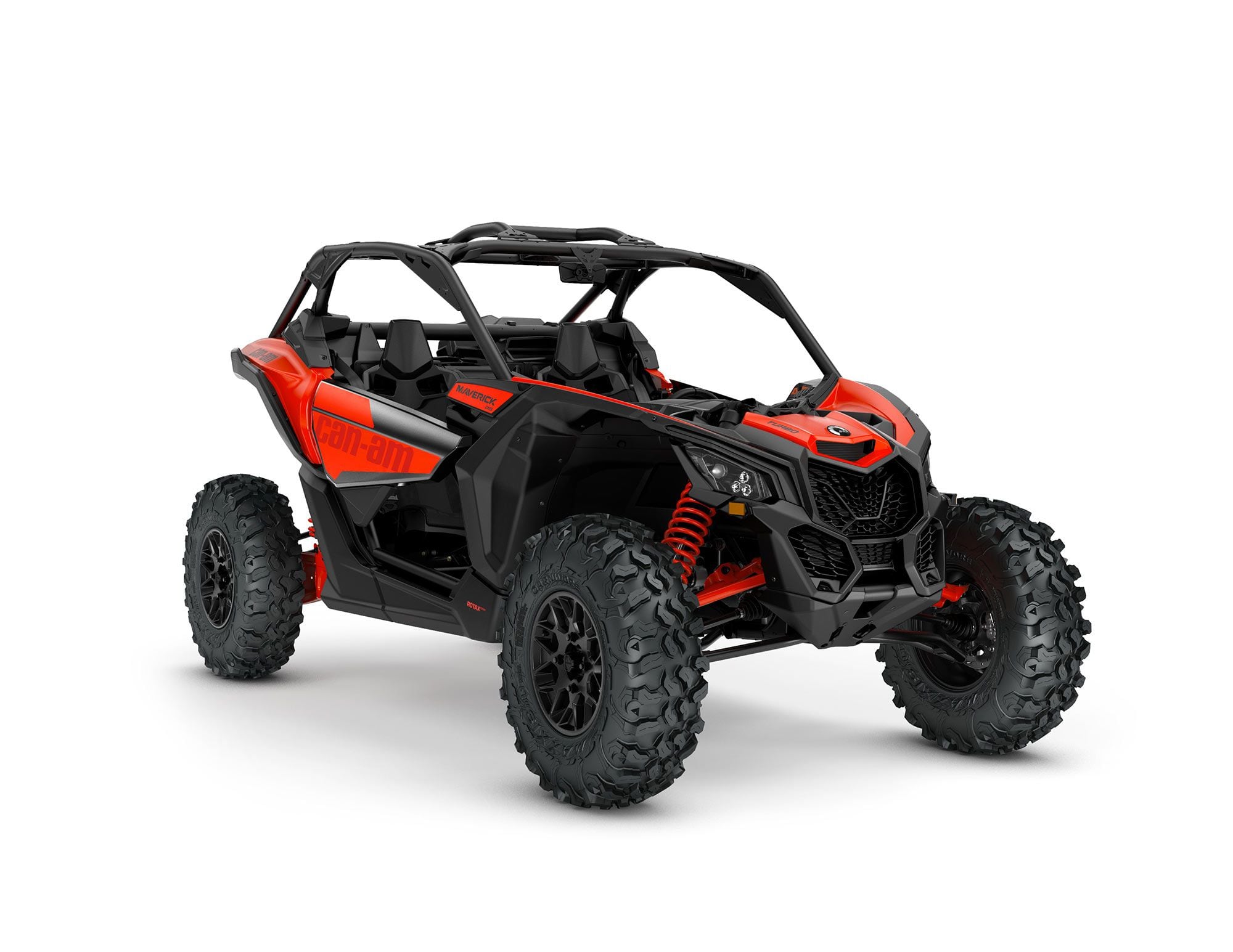 2022 Can-Am Maverick X3 DS Turbo front view in Can-Am Red color.