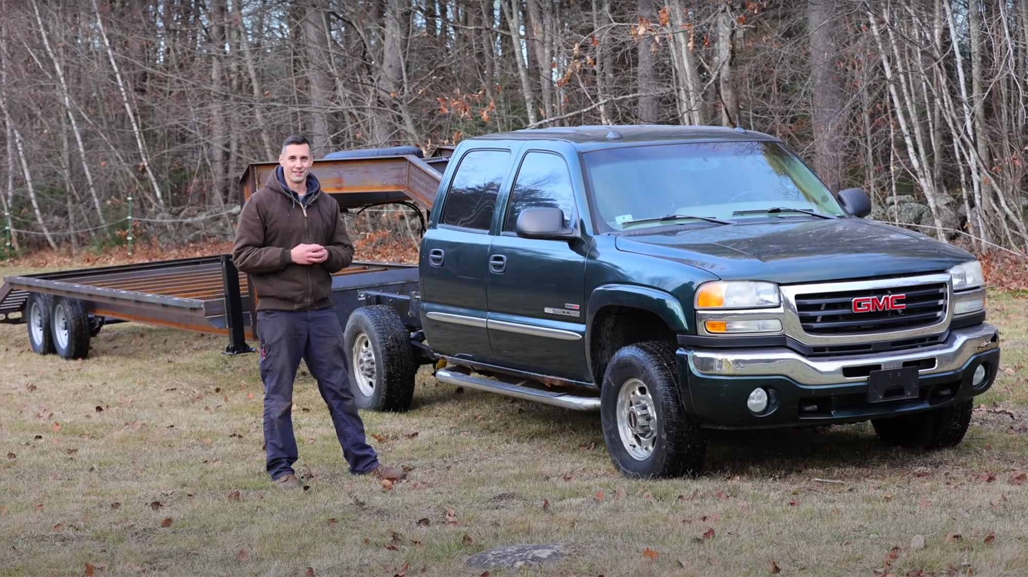 The latest video shows the trailer in near final form being tugged around by his new four-wheel-drive project truck dubbed Brandon.