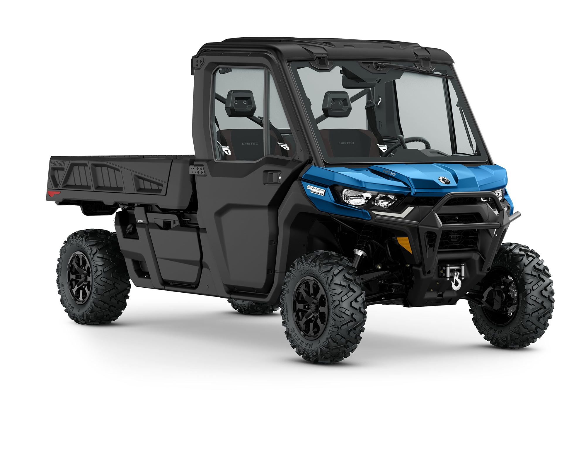 2022 Can-Am Defender Pro Limited front view in Oxford Blue.